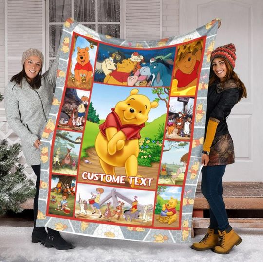 Discover Personalized Winnie The Pooh Disney Christmas Blanket, Pooh Fleece Blanket, Pooh Blanket, Bedding Blanket, Christmas Blanket