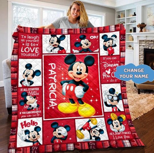 Discover Personalized Mickey Mouse Cartoon Blanket, Mickey Mouse Fleece Blanket, Minnie Blanket, Bedding Blanket, Christmas Blanket