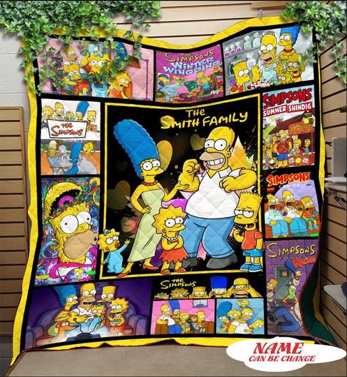 Discover Personalized The Simpsons Family Cartoon Blanket, Simpsons Blanket, Simpsons Fleece Blanket, Bedding Blanket, Christmas Blanket