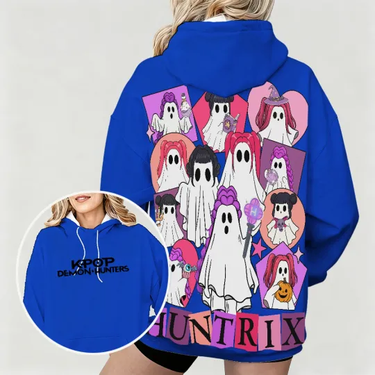 Discover Women's Hoodie KPop Demon Hunters Ghost Cartoon Print Ideal for Street Fashion Showcasing Cute & Trendy HalloweenThemed Design