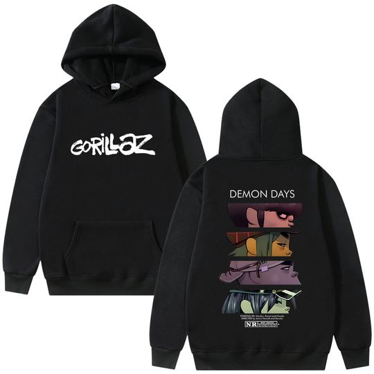 Discover 2025 Autumn/Winter Rock Band Gorillaz Demon Days Eyes 100% Pure Cotton Printing Hoodie Men Hip Hop Fashion Oversized Male Casual