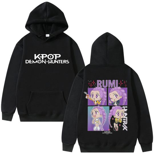 Discover Movie Kpop Demon Hunters Rumi Mira Zoey Merch Hoodie Men Women Cartoon Fashion Sweatshirt Male Casual Oversized Pullover Autumn