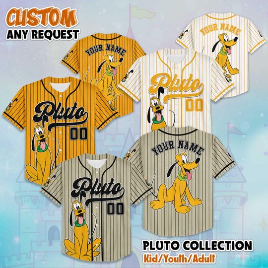 Discover Custom Pluto Dog Baseball Jersey, Disney Mickey and Friend Baseball Shirt, Matching Disney Trip Outfit, Disneyland Birthday Gift