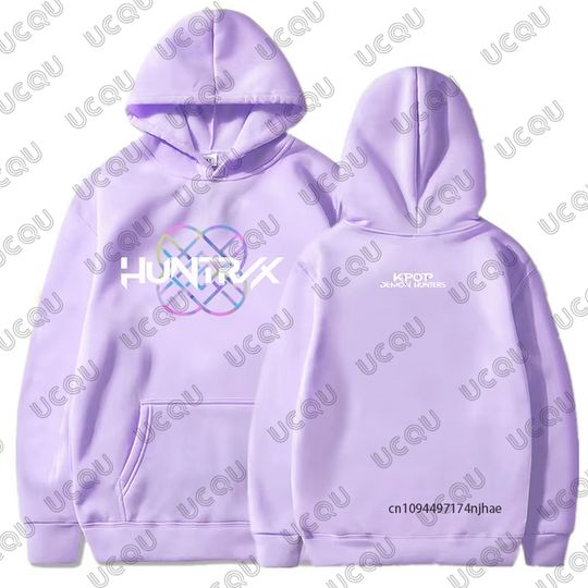 Discover 2025 Movie KPop Demon Hunters Huntrix Logo Print Men's Hoodie Autumn Winter Long Sleeve Pullovers Casual Oversized Unisex Tops