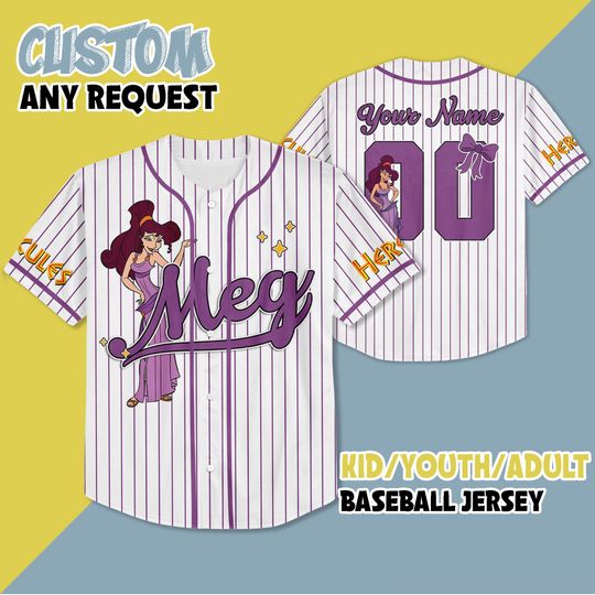 Discover Personalized Megara Baseball Jersey, Custom Disney Hercules Meg Shirt, Disney Family Matching Outfit, Gift for Disney Fans