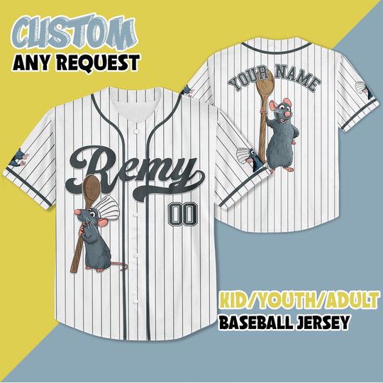 Discover Custom Remy Ratatouille Baseball Jersey, Disney Remy Ratatouille Jersey, Disneyland Baseball Team Outfit, Birthday Gift For Fans