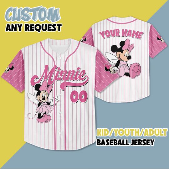 Discover Custom Minnie Mouse Baseball Jersey, Disney Mickey and Friends Jersey for Disney Fans, Disneyland Birthday Gift