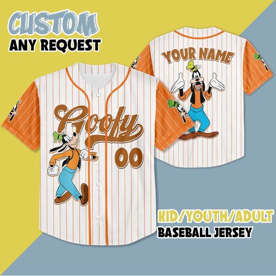 Discover Custom Goofy Dog Baseball Jersey, Disney Mickey and Friend Baseball Shirt, Matching Disney Trip Outfit, Disneyland Birthday Gift