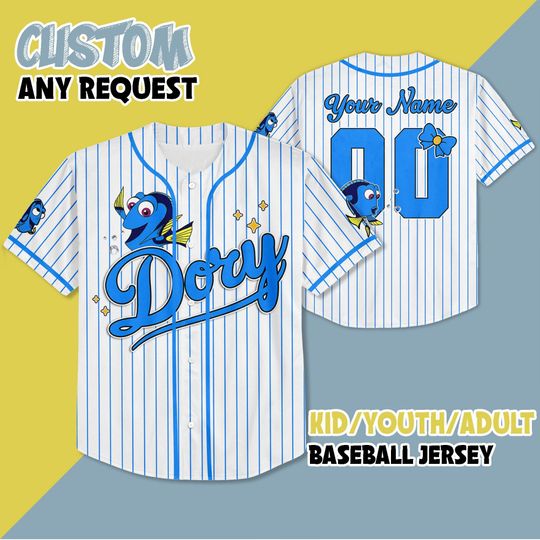 Discover Personalized Dory Baseball Jersey,  Custom Disney Dory Baseball Shirt, Matching Disney Trip Outfit, Birthday Gift