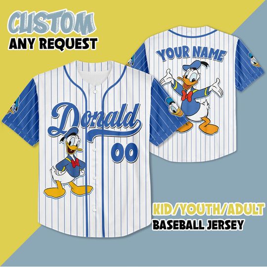 Discover Personalized Donald Duck Baseball Jersey, Custom Donald Duck Jersey for Disney Fans, Daisy Duck Jersey, Mickey And Friends Gift
