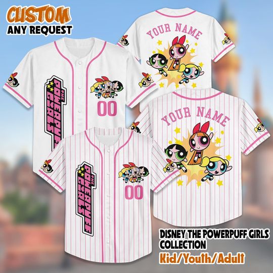 Discover Personalized The Powerpuff Girls Baseball Jersey, Custom The Powerpuff Girls Jersey, Powerpuff Girls Shirt, Family Matching Outfit