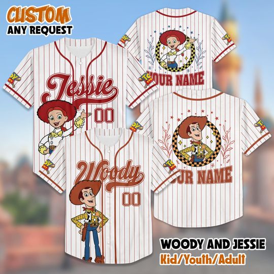 Discover Custom Woody and Jessie Baseball Jersey, Personalized Toy Story Jersey Shirt, Disney Pixar Matching Outfit