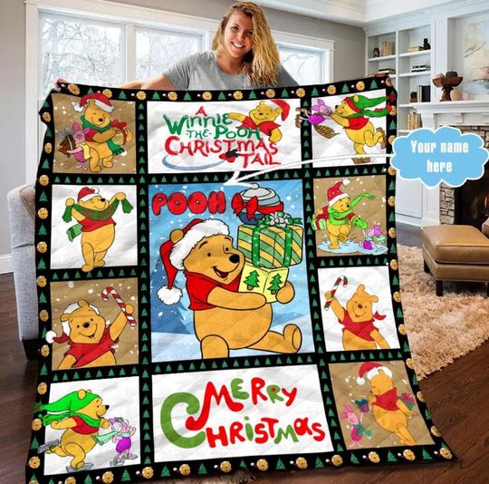 Discover Personalized Disney Winnie The Pooh Blanket, Pooh Christmas Fleece Blanket, Pooh Blanket, Bedding Blanket, Christmas Blanket
