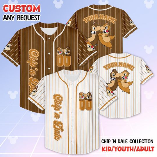 Discover Custom Chip and Dale Baseball Jersey, Disney Chip and Dale Jersey Shirt, Disneyland Baseball Team Outfit, Gift for Fans