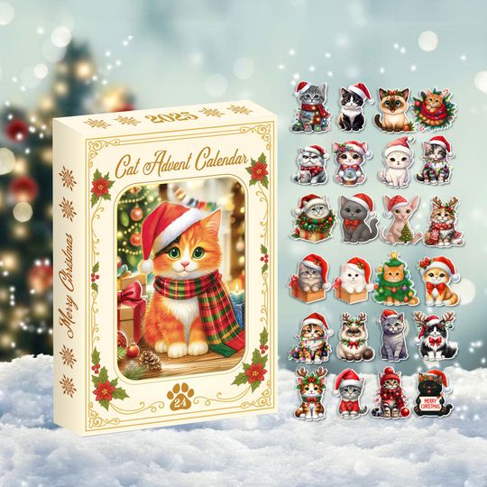 Discover Cat Advent Calendar 2025, 24 Days of Christmas Countdown with Mini Cat Figurines, Cute Holiday Gift for Cat Lovers, Cat Mom, Cat Dad