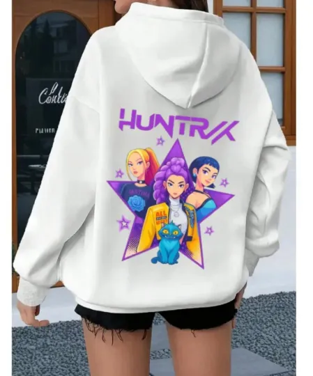 Discover 2025 KPOP Super Large Print Most Popular Super Large Print Cute Value Pull Full Leisure Loose Edition Autumn/Winter Plush Hoodie