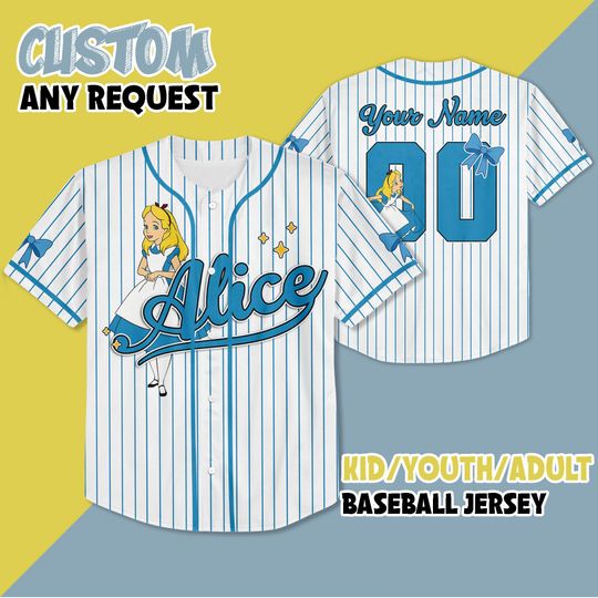 Discover Personalized Alice in Wonderland Baseball Jersey, Disney Princess Alice Baseball Shirt, Matching Disney Trip Outfit, Disney Birthday Gift
