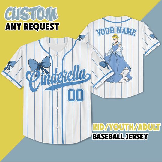 Discover Personalized Disney Princess Cinde Baseball Jersey, Custom Disney Cinde Baseball Shirt, Matching Disney Trip Outfit, Birthday Gift