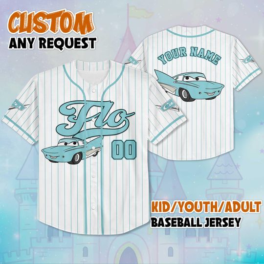 Discover Custom Flo Baseball Jersey, Personalized Disney Flo Baseball Jersey, Family Matching Outfit, Cute Disney Gift for Kids