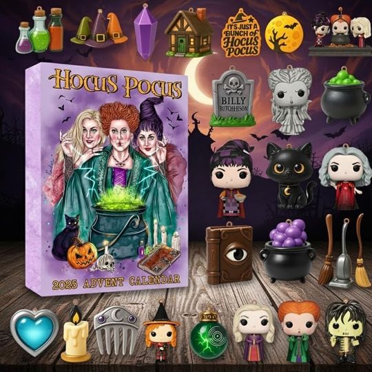 Discover Hocus Pocus Advent Calendar 2025, Witchy Christmas Countdown, Spooky Surprise Box, Holiday Ornaments