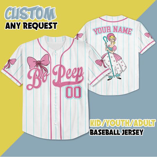Discover Personalized Bo Peep Baseball Jersey, Disney Toy Story Bo Peep Baseball Shirt, Matching Disney Trip Outfit, Disney Birthday Gift