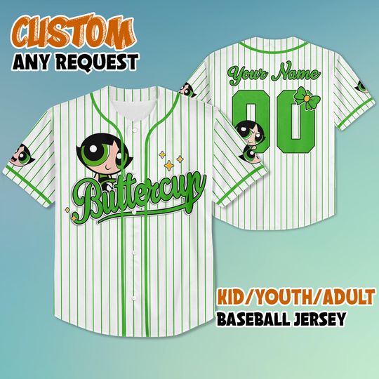 Discover Personalized Buttercup Baseball Jersey, Custom The Powerpuff Girls Shirt, Cartoon Team Outfit, Birthday Gift for Fans