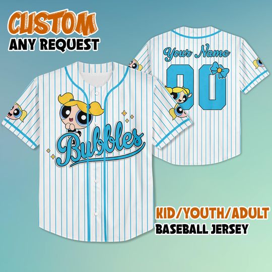 Discover Personalized Bubbles Baseball Jersey, Custom The Powerpuff Girls Jersey Shirt, Gift For Fans, Matching Disney Trip Outfit
