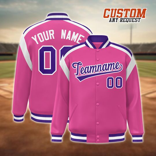 Discover Custom Baseball Jacket with Team Name and Number, Personalized Bomber for Adults and Youth, Gift for Men & Sports Fans.