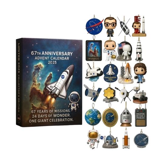 Discover NASA 67th Anniversary Advent Calendar 2025, Space Shuttle Astronaut Merch, Christmas Gift for Science Lover, Hubbell Curiosity Set