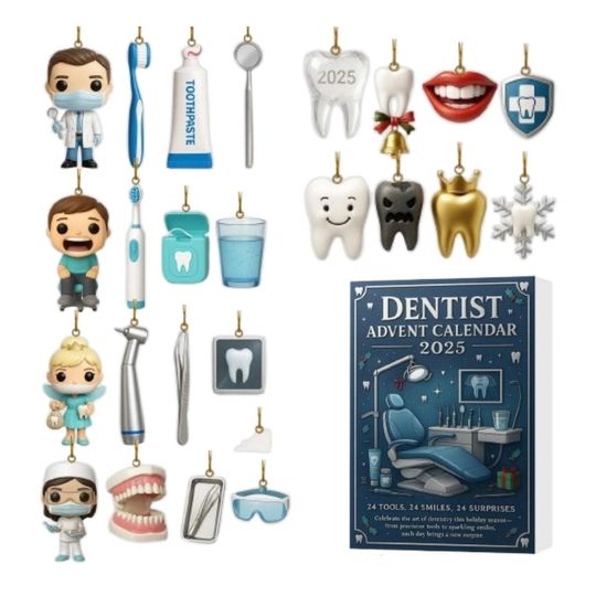 Discover Dentist Advent Calendar 2025, 24 Dental Ornaments, Christmas Countdown Gift, Hygienist Decor, Dental Assistant Gift, Tooth Decor