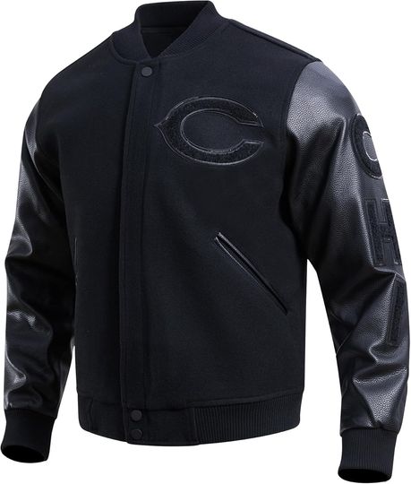 Discover Pro Standard Mens football Classic Triple Black Varsity Jacket