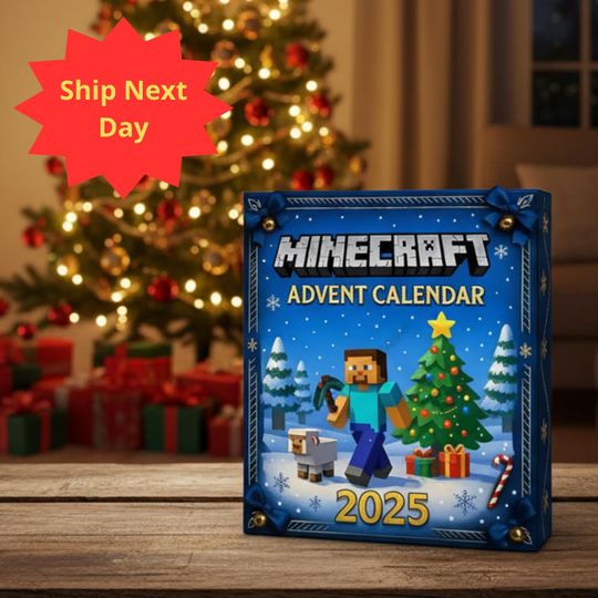 2025 Minecraft Advent Calendar - Christmas Tree Ornaments & Acrylic Charm Countdown, Gamer Gift, Pixel Art Holiday Decor, Kids Surprise Box