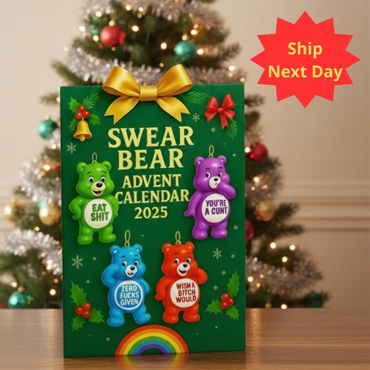 Discover 2D Acrylic Swear Bear Advent Calendar 2025: Funny Adult Humor Gag Gift