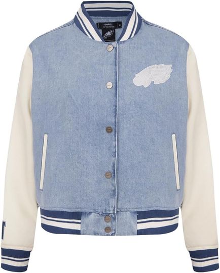 Discover Pro Standard Womens football Varsity Blues Denim Denim Jacket