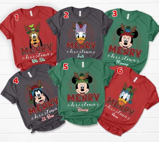 Discover Disney Family Christmas Shirt, Matching Christmas Tees, Disney Character Christmas Shirt, Mickeys Very Merry Shirt