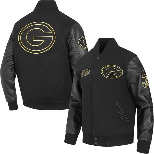 Discover Pro Standard Men's Black Green Bay Packers Full-Zip Varsity Jacket