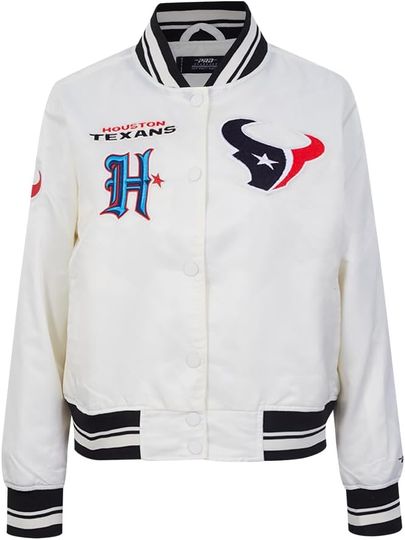 Discover Pro Standard Womens football Houston Texans Retro Classics Satin Jacket Eggshell/Black L