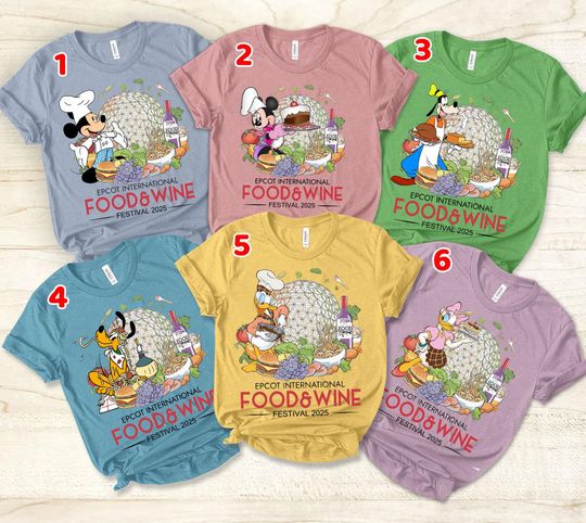Discover All characters Epcot International Food & Wine Festival shirt, Mickey n friends Figment Remy Epcot Center shirt, Snacking Drinking team Tee