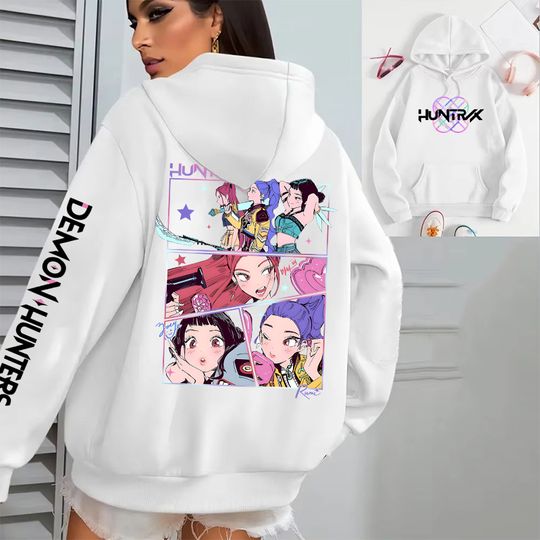 Hot KPop Demon Hunters Printed Long Sleeve Pullover Hoodies for Women Men Casual Sweatshirts Autumn Winter Outerwear Pullover