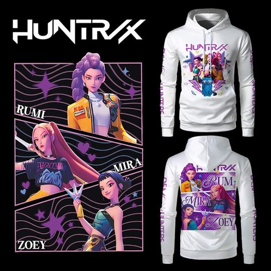 Kpop Demon Hunter Graphic Hoodies Fashion Harajuku Style Unisex Casual Long-sleeved Sweatshirts Cartoon Pattern Y2k Streetwear