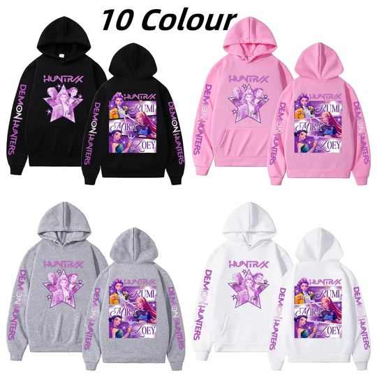 New Kpop Demon Hunters Fanmerch Mira Rumi Zoey Huntrix Hoodie Harajuku Pullover Tops Man Woman Sweatshirt Fans Gift