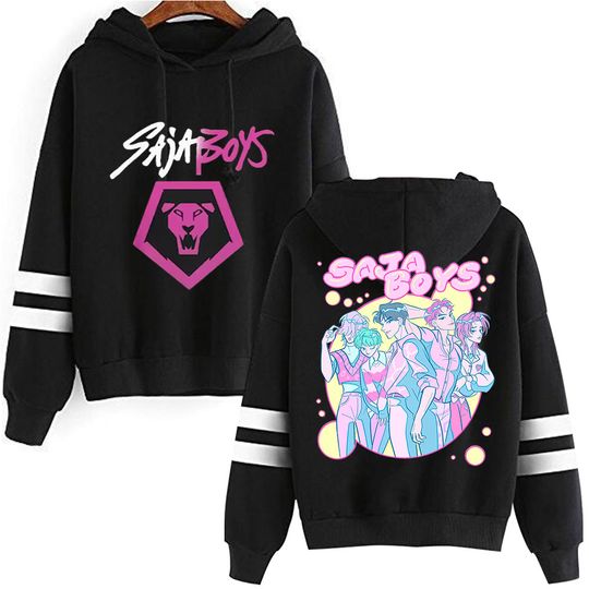 Discover KPop Demon Hunters Saja Boys Team Unisex Hoodie – Pocketless Cartoon Pullover Sweatshirt with Parallel Sleeves for Movie Fans