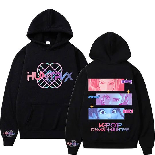 Discover Harajuku K-pop Demon Hunters Cartoon Graphic Hoodies for Men Women Vintage Sweatshirts Fashion Fleece Loose Hooded Streetwear