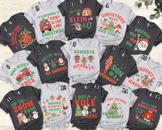 Discover Funny Christmas Puns Shirt, Matching Family Shirts, Retro 2024