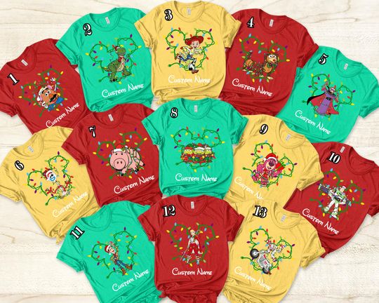 Discover Personalized Disney Toy Story Christmas Light Shirt  Custom All Characters Disneyland Xmas Matching Tshirt  Mickey Very Merry Xmas