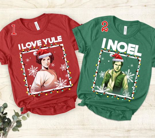 Discover Santa Leia & Han Solo Christmas T-Shirt, Star Wars Matching Couple Tees