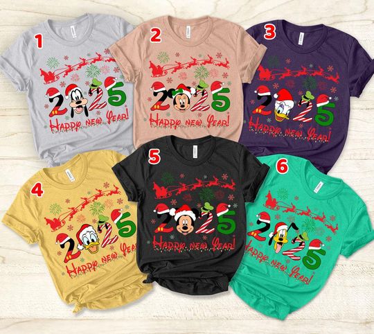 Discover Vintage Happy New Year Shirt, Mickey And Friends New Year 2025 Xmas Tee, Disney New Year 2025, Mickey's Very Merry Christmas Party Gift