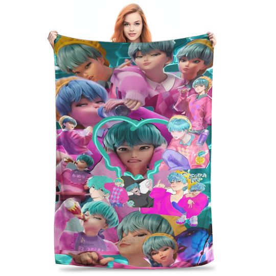 Soft Warm Blanket Airplane Anime Baby Saja Boys Kpop Demon Hunters Throw Blanket Flannel Bedspread For Bedroom Sofa Bed Cover