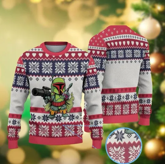 Star Wars Christmas Sweater, Boba Fett Sweater, Bounty Hunter Sweater