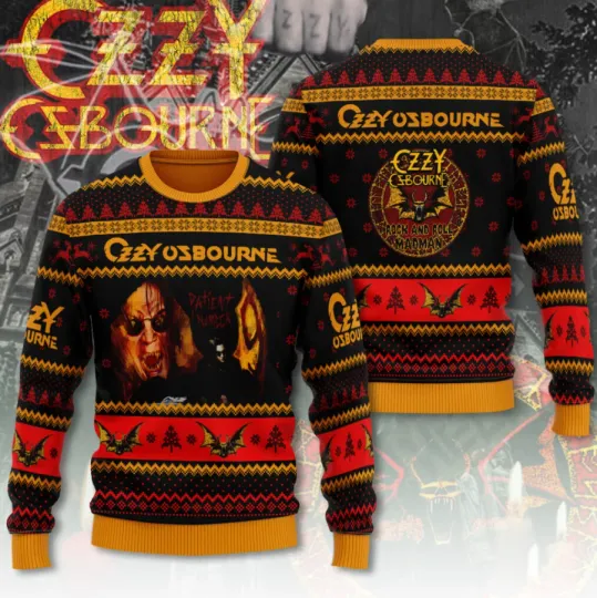 Black Sabbath X Ozy Osbourne Rock And Roll Madman Ugly Sweater